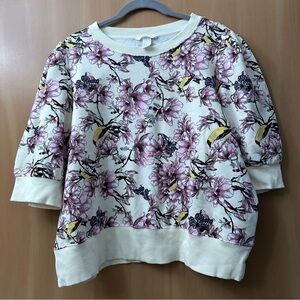 new - birds and butterflies puff short sleeve sweatshirt